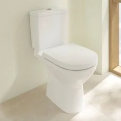 Villeroy and Boch O.novo Close Coupled Toilet (Side/Rear Entry Water Inlet) + Soft Close Seat 9 Villeroy and Boch O.novo Close Coupled Toilet (Side/Rear Entry Water Inlet) + Soft Close Seat -Toilets Shop VBONBISC1 D1 460 1