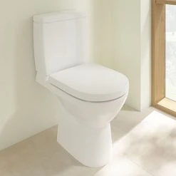 Villeroy and Boch O.novo Compact Rimless Close Coupled Toilet (Bottom Entry Water Inlet) + Soft Close Seat