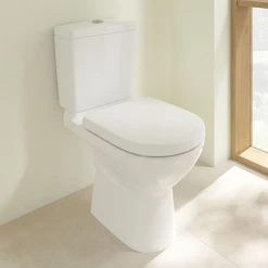 Villeroy and Boch O.novo Rimless Close Coupled Toilet (Bottom Entry Water Inlet) + Soft Close Seat