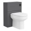Apollo2 600mm Gloss Grey Complete Toilet Unit (incl. Pan, Cistern + Matt Black Flush) -Toilets Shop VMA446PMB p