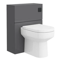 Toilets Shop 40 Apollo2 600mm Gloss Grey Complete Toilet Unit (incl. Pan, Cistern + Matt Black Flush)